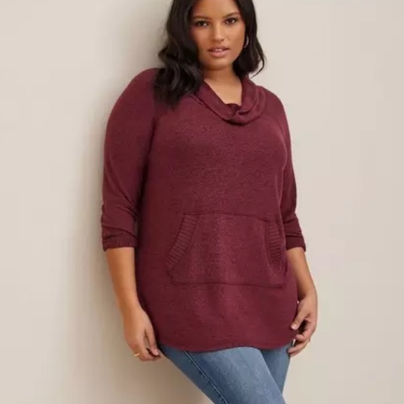 Torrid Women’s Size 00 Super Soft Plush Cowl Neck Raglan Tunic Sweatshirt - Picture 1 of 12